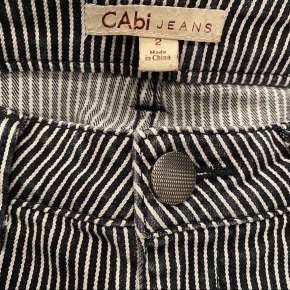 CABi #324 Johnny Crop Railroad Cropped Navy and White Striped Jeans 2 - Picture 10 of 13